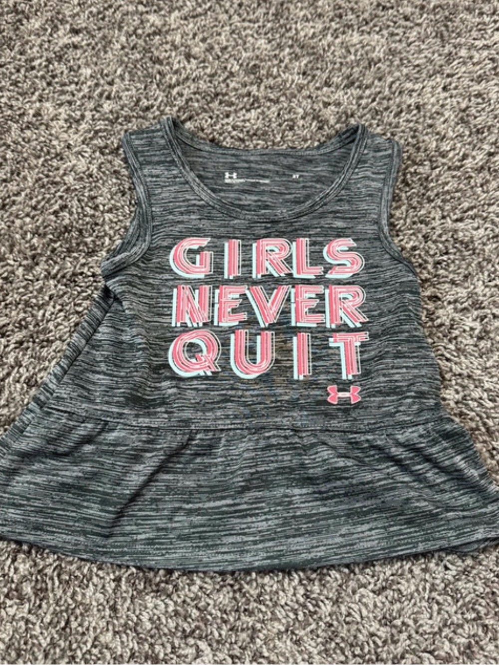 Under Armour Girls Gray Tank Top with Pink Graphic